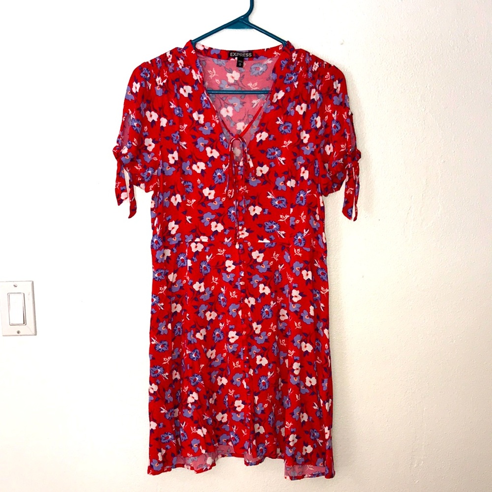 Express Floral Fit & Flare Dress